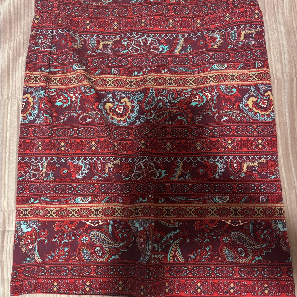 Vintage Paisley Skirt - Red and Blue